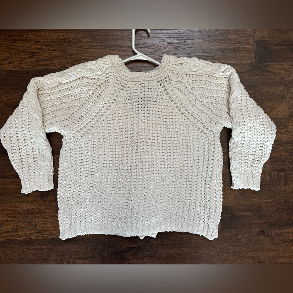 Aakaa Cream Knit Cardigan Sweater cable pattern on front NWT SUPER SOFT M - Picture 5 of 16